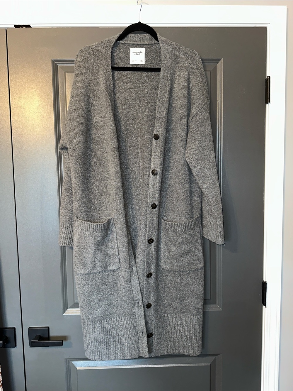 Abercrombie & Fitch Gray Long Heavy Knit Cardigan